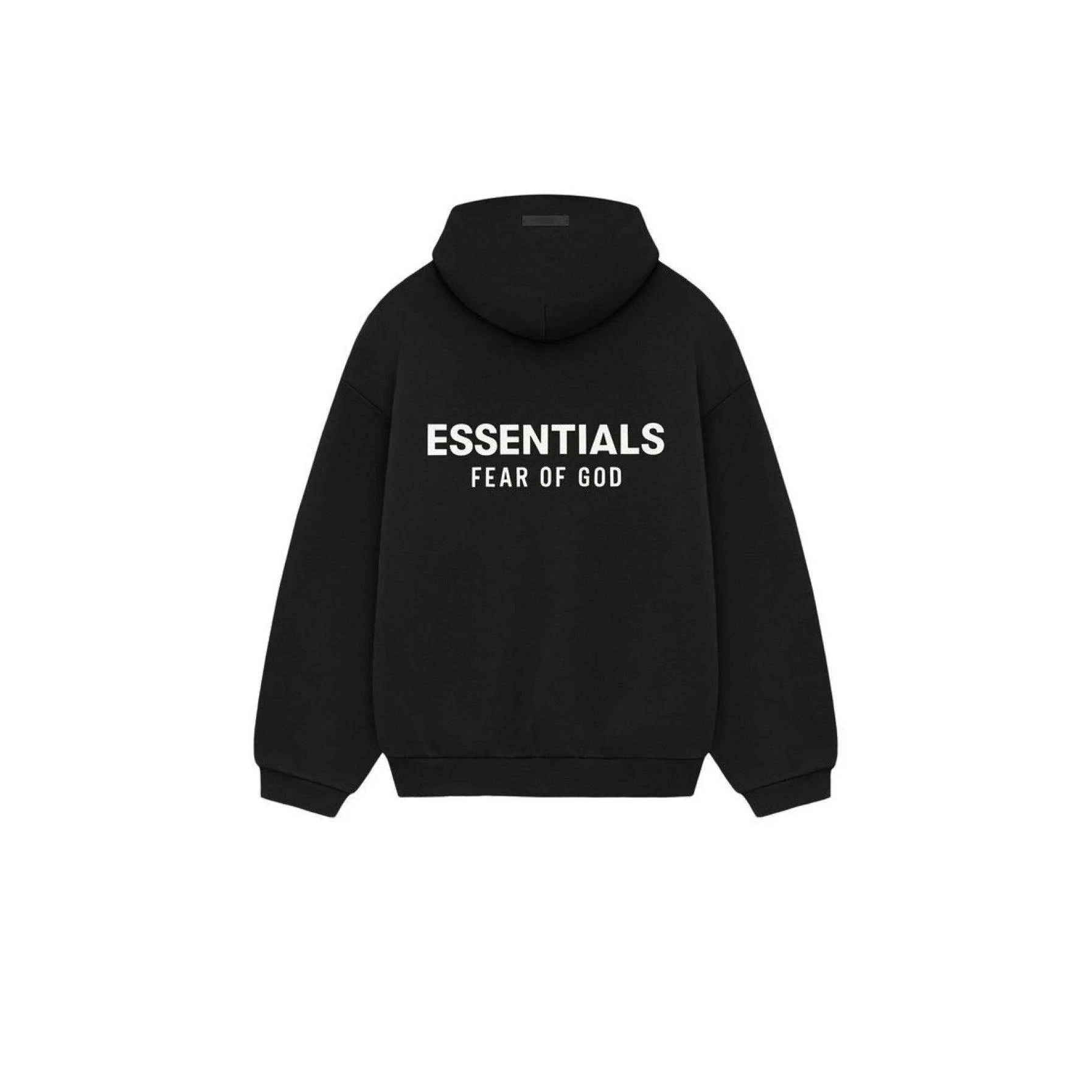 Fear of God Essentials Zip-Up Hoodie Jet Black (SS25) - Kyaro