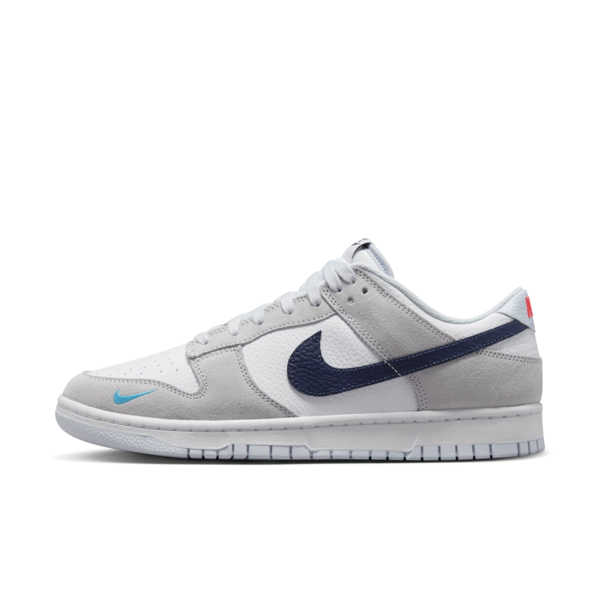 Nike Dunk Low White Grey Navy Aqua Mini Swoosh - Kyaro