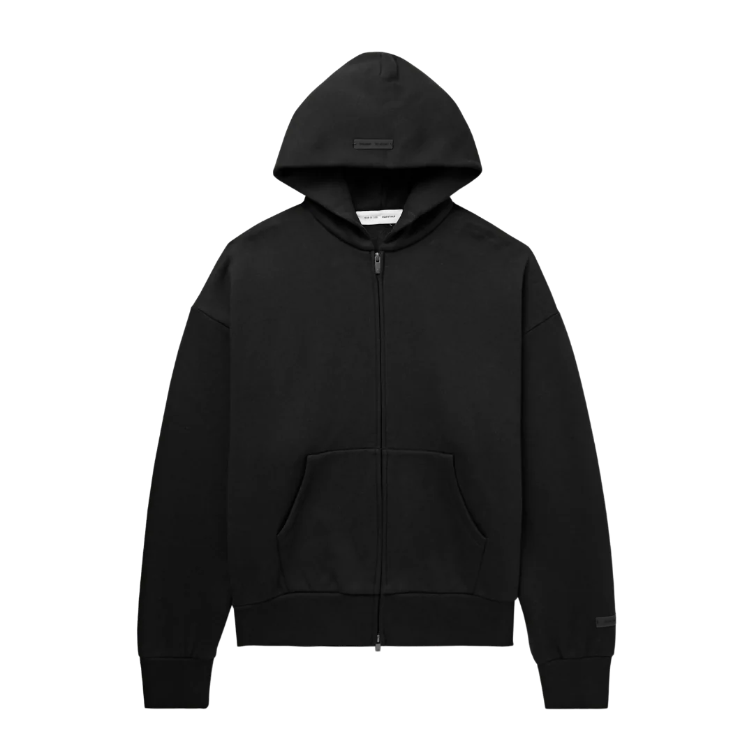 Fear of God Essentials Zip-Up Hoodie Jet Black (SS25) - Kyaro